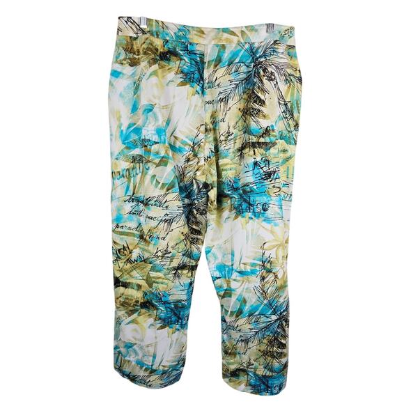 Chico's Hawiian Tropical Paradise Vacation Casual Women's Pants 2-M-12 - Picture 3 of 4